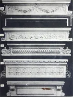 An illustration from A. Auberlet: Stone carving, Wood, Marble Interior and Exterior Stone and Cardboard-Plaster for Artistic Ornamentation, such as Castles, Churches, Hotels, Houses, Public Monuments. Projects, Models and Drawings of all styles. Export to France and Abroad. (1890)