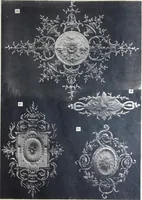 An illustration from A. Auberlet: Stone carving, Wood, Marble Interior and Exterior Stone and Cardboard-Plaster for Artistic Ornamentation, such as Castles, Churches, Hotels, Houses, Public Monuments. Projects, Models and Drawings of all styles. Export to France and Abroad. (1890)