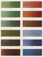 An illustration from Acme quality decorators' system of artistic and sanitary wall decorations with exclusive designs for the treatment of walls and ceilings shown in colors, stencils, and stenciling materials. (1914)