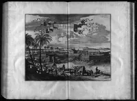 An illustration from America : being the latest, and most accurate description of the New World : containing the original of the inhabitants, and the remarkable voyages thither : the conquest of the vast empires of Mexico and Peru, and other large provinces and territories, with the several European plantations in those parts : also their cities, fortresses, towns, temples, mountains, and rivers : their habits, customs, manners, and religions : their plants, beasts, birds, and serpents : with an appendix containing, besides several other considerable additions, a brief survey of what hath been discover'd of the unknown south-land and the Arctick region (1671)