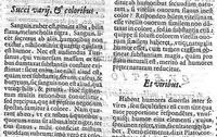 An illustration from Commentarius in Hippocratis Coi, libellum De alimento, in quo multiplici didascalia variae controversiae in utramque partem disputantur, et argumentorum funibus, authorumque secribus Satyro cornua ligantur, confriguntur. Opus in quatuor sectiones divisum quarum priores duae in hoc volumine continentur... (1635)