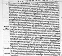 An illustration from Caelii Aureliani siccensis tardarum passionum libri V / Oribasii euporiston libri III, medicinae compendium liber I, curationum liber I, trochiscorum confect liber I (1529)
