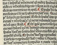 An illustration from Liber canonis primus [-quintus] quem princeps aboali abincenni de medicine edidit : translatum a magistro Gerardo cremonensi in Toledo ab arabico in latinum