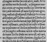 An illustration from Hieronymi Cardani ... in Septem Aphorismorum Hippocratis particulas Commentaria...eiusdem, De Venenorum differentiis, viribus, et adversus ea remediorum praesidiis : ac praesertim de Pestis generibus omnibus, praeservatione et cura, Libri III. Item, de Providentia temporum liber (1564)