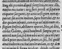 An illustration from Hieronymi Cardani ... in Septem Aphorismorum Hippocratis particulas Commentaria...eiusdem, De Venenorum differentiis, viribus, et adversus ea remediorum praesidiis : ac praesertim de Pestis generibus omnibus, praeservatione et cura, Libri III. Item, de Providentia temporum liber (1564)