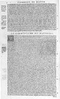 Picture 1 of 49 from Commentaires de M. Pierre Andre Matthiole medecin senois sur les six livres de Ped. Dioscoride Anazarbeen de la matiere medicale, Reveuz et augmentés en plus de mille lieux par l’autheur mesme, et enrichis pour la troisiéme fois, d’un grand nombre de pourtraits, de plantes et animaux tirés au vif, plus qu’aux precedentes editions. Avec certaines tables medecinales, tant des qualités et vertus des simples medicamens, que des remedes pour toutes maladies, qui peuvent avenir au corps humain, comme aussi les sentences, mots, et matieres traictees esdicts Commentaires : Davantage y a sur la fin, divers pourtraits de fourneaux et alembics, pour distiller et tirer les eaux de toutes plantes, avec le moyen de les conserver en leur naïves odeurs. Mis en François sur la derniere edition Latine de l’Autheur, par M. Jean des Moulins Docteur en Medecine (1572), leaf 136
