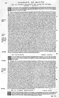 Picture 47 of 49 from Commentaires de M. Pierre Andre Matthiole medecin senois sur les six livres de Ped. Dioscoride Anazarbeen de la matiere medicale, Reveuz et augmentés en plus de mille lieux par l’autheur mesme, et enrichis pour la troisiéme fois, d’un grand nombre de pourtraits, de plantes et animaux tirés au vif, plus qu’aux precedentes editions. Avec certaines tables medecinales, tant des qualités et vertus des simples medicamens, que des remedes pour toutes maladies, qui peuvent avenir au corps humain, comme aussi les sentences, mots, et matieres traictees esdicts Commentaires : Davantage y a sur la fin, divers pourtraits de fourneaux et alembics, pour distiller et tirer les eaux de toutes plantes, avec le moyen de les conserver en leur naïves odeurs. Mis en François sur la derniere edition Latine de l’Autheur, par M. Jean des Moulins Docteur en Medecine (1572), leaf 884
