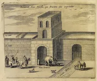 An illustration from La Chine d'Athanase Kirchere de la Compagnie de Jesus, illustrée de plusieurs monuments tant sacrés que profanes, et de quantité de recherches de la nature & de l'art a quoy on à adjousté de nouveau les questions curieuses que le serenessime Grand Duc de Toscane a fait depuis peu du P. Jean Grubere touchant ce grand Empire. Avec un dictionnaire chinois & françois, lequel est tres-rare, & qui n'a pas encores paru au jour (1670)