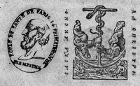 An illustration from Simonis Simonii,... In librum Aristotelis : Peri tôn aisthêtêriôn kai tôn aisthêtôn , hoc est : de Sensuum instrumentis et de his quae sub sensum cadunt, commentarius unus. Ejusdem in librum Arist. : peri Mnêmês kai tês anamnêseôs, hoc est : de Memoria et reminiscentia, commentarius alter... (1566)
