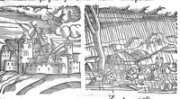 An illustration from Prodigiorum ac ostentorum chronicon, quae, praeter naturae ordinem, et in superioribus et his inferioribus mundi regionibus, ab exordio mundi usque ad haec nostra tempora acciderunt... conscriptum per Conradum Lycosthenem,... (1557)