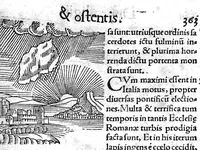 Picture 44 of 69 from Prodigiorum ac ostentorum chronicon, quae, praeter naturae ordinem, et in superioribus et his inferioribus mundi regionibus, ab exordio mundi usque ad haec nostra tempora acciderunt... conscriptum per Conradum Lycosthenem,... (1557), leaf 374