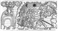 An illustration from Prodigiorum ac ostentorum chronicon, quae, praeter naturae ordinem, et in superioribus et his inferioribus mundi regionibus, ab exordio mundi usque ad haec nostra tempora acciderunt... conscriptum per Conradum Lycosthenem,... (1557)