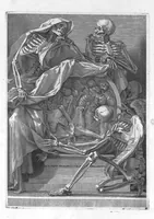 An illustration from Anatomia per uso et intelligenza del disegno ricercata non solo su gl'ossi, e muscoli del corpo humano : ma dimostrata ancora su le statue antiche più insigni di Roma : delineata in più tavole con tutte le figure in varie faccie, e vedute / per istudio della Regia Academia de Francia pittura e scultura sollo la direzzione di Carlo Errard gia direttore di essa in Roma ; preparata su'i cadaveri dal dottor Bernardino Genga ... ; con le spiegazioni et indice del sigr. canonico Gio. Maria Lancisi ... (1691)