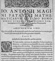 Picture 1 of 22 from Io. Antonii Magini Patavini, Mathematicarum in almo Bononiensi Gymnasio Professoris, De Astrologica ratione, ac usu dierum Criticorum, seu Decretoriorum, ac praeterea de cognoscendis et medendis morbis ex corporum caelestium cognitione, opus ad ephemeridum supplementum nunc primo editum & libris duobus distinctum. Quorum primus complectitur commentarium in Claudii Galeni librum tertium De diebus decretoriis: alter agit de legitimo Astrologiae in medicina usu. His additur De annui temporis mensura in Directionibus: & de Directionibus ipsis ex Valentini Naibodae scriptis (1608), leaf 16