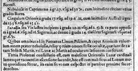 An illustration from Io. Antonii Magini Patavini, Mathematicarum in almo Bononiensi Gymnasio Professoris, De Astrologica ratione, ac usu dierum Criticorum, seu Decretoriorum, ac praeterea de cognoscendis et medendis morbis ex corporum caelestium cognitione, opus ad ephemeridum supplementum nunc primo editum & libris duobus distinctum. Quorum primus complectitur commentarium in Claudii Galeni librum tertium De diebus decretoriis: alter agit de legitimo Astrologiae in medicina usu. His additur De annui temporis mensura in Directionibus: & de Directionibus ipsis ex Valentini Naibodae scriptis (1608)