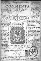 Picture 1 of 5 from Commentarii in sex Galeni libros de Morbis et Syptomatis, Francisco Valleriola Medico auctore (1540), leaf 0