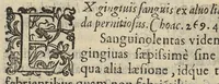 An illustration from Hippocratis Prognosticum : in quo omnes diuini viri, tàm genuinae sanctae et magnae tabellae, quàm spurie, apocryphe, et tabellae paruae sententiae continentur ordine secundum locos dispositae, et brevibus annotationibus illustratae à Doctore Il defonso Lopi Pinciano, Cesarae Maiestatis Medico (1596)