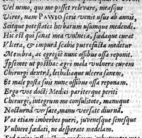 An illustration from A. Cornelii Celsi de Re Medica liber octavus. ejus priora quatuor Capita Commentariis illustrata a Petro Paaw (1616)