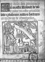 Picture 1 of 49 from Le tresor des pouvres selon maistre Arnoult de Villenove : maistre Gerard de Solo et plusieurs aultres docteurs en medecine de Montpellier (1518), leaf 0
