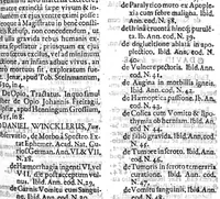 An illustration from Lindenius renovatus sive Johannis Antonidae Van der Linden De Scriptis Medicis libri duo (1686)