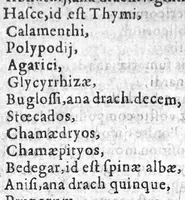 An illustration from La pharmacopee de M. Laur. Joubert, Professeur en Medecine, Docteur Royal, et Chancelier en l’Université de Montpellier. Ensemble les Annotations de Jean Paul Zangmaisterus, Conseiller de ladicte Université, mises en marge, (1592)