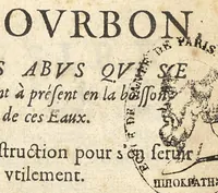 An illustration from De la nature des bains de Bourbon et des abus qui se commettent à présent en la boisson de ces eaux... (1650)