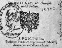 An illustration from L’epitome des ulceres ou les recherches tant théorique que pratique sur icelles... tradui t d'espagnol en françois par Brice Gay,.. (1614)