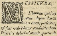An illustration from Traicté des maladies des reins, et de la vessie contenant la cure de la pierre & gravelle (1631)
