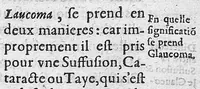 Picture 13 of 18 from Traité des maladies de l'oeil qui sont en nombre de cent treize, ausquelles il est suiect. Par Jacques Guillemeau, natif d’Orleans, chirurgien ordinaire du Roy, et juré à Paris ; A Monsieur Paré, Conseiller du Roy, son premier Chirurgien (1585), leaf 204
