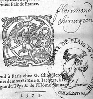 An illustration from La chirurgie de Fernel, translatee de Latin en François, illustree de briefves annotations et d’une Methode chiurgique par Simeon de Provanchieres, Medecin à Sens, et de Monseigneur l’Illustrissime et Reverendissime Cardinal de Guyse, Archevesque et Duc de Rheims, premier Pair de France (1579)