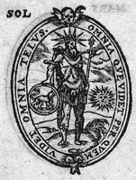 An illustration from Harmonie des corps célestes et humains, faicte et composée en unze dialogues, traictans des choses concernantes la Médecine et Astronomie : Par ant. Mizauld. Nouvellement et fort exactement traduicte de Latin en François. Nouvellement et fort exactement traduicte de Latin en François (1580)