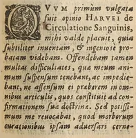 An illustration from Tractatus de motu sanguinis eiusque circulatione vera, ex doctrina Hippocratis (1652)