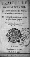An illustration from Traicté de la phlebotomie. Où selon la doctrine des Anciens & Modernes approuvez, est contenuë la maniere de bien & artificiellement saigner (1622)