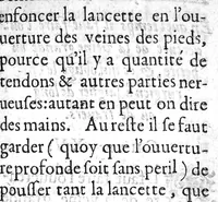 An illustration from Traicté de la phlebotomie. Où selon la doctrine des Anciens & Modernes approuvez, est contenuë la maniere de bien & artificiellement saigner (1622)