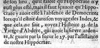 An illustration from La conference et entrevue d'Hippocrate et de Democrite. Tirée du grec et commentee par Marcellin Bompart (1632)