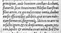 An illustration from Hippocratis Coi, medicorum Principis, De Natura Hominis liber : Graece et Latine. Accesserunt Blasii Hollerii Vivariensis, Philosophi ac Medici, Commentaria, iam primum recognita et aucta (1561)