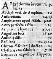 An illustration from Hippokratous peri tôn Pharmakôn kathairontôn = Hippocratis de Pharmacis purgantibus Libellus Ex Cuiaciano cod. à R. P. S. I. exscriptus : hactenus in plerisque Hippocratis editionibus desiratus. Fed. Morellus professorum Reg. decanus Lat. vertit et notis illustravit. (1621)