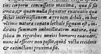 An illustration from Hippocratis Aphorismi Græce et Latine, ita digesti in ordinem, ut mutuo sese explicare, & ad morborum curationem singuli suo è loco prodire videantur, cum brevi expositione ex Galeni commentariis desumpta. Ejusd. Hippocr. Prænotionum libri tres, cum explicatione eodem ex fonte hausta. Per Joannem Butinum medicum. Insignores aliquot sententiae selectæ ex libris Aurelii Cornelii Celsi (1580)