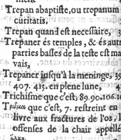 An illustration from Le livre du grand et divin Hippocrate. Des plaies de teste. Thresor de chirurgie. trad. par François Dissaudeau, (1612)
