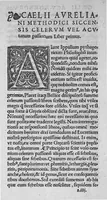 Picture 2 of 8 from Caelii Aureliani methodici siccensis liber celerum vel acutarum passionum qua licuit diligentia recognitus, atque nunc primum in lucem aeditus (1533), leaf 5
