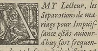 An illustration from Discours sur l'impuissance de l'homme et de la femme auquel est declaré que c'est qu'Impuissance empeschant & separant le Mariage... (1655)