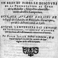 An illustration from Examen du livre de Lamperiere sur le sujet de la peste... (1622)