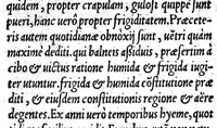 An illustration from Alexandri Aphrodisei medici et philosophi praecellentis, de febrium causis et differentiis opusculum a Georgio Valla Placentino latinitate donatum. In librum Ioannis Damasceni principis Arabum medici, de exquisita febrium curatione compendiosum diegema Albano Torino authore. Eiusdem aphorismorum libellus eodem Torino paraphraste. Ad haec Simonis Grynaei ... medicinae commentatio [i.e. commendatio] sive encomium. Praesagium experientia confirmatum Galeni Georgio Valla ... interprete (1542)
