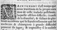 An illustration from Excellent traicte de la peste, monstrant les causes, signes d'icelle et les remedes les plus exquis tant pour la preservation que pour la cure des malades, le tout bien approuvé, et en divers lieux heureusement experimenté, Par Antoine Royet, natif de Lyon (1583)