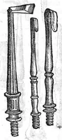 Picture 13 of 27 from La maniere de traicter les playes faictes tant par hacquebutes, que par fleches : et les accidentz d’icelles, comme fractures et caries des os, gangrene et mortification : avec les pourtraictz des instrumentz necessaires pour leur curation. Et la methode de curer les combustions principalement faictes par la pouldre à canon. Le tout composé par Ambroise Paré, maistre Barbier Chirurgien à Paris (1552), leaf 89
