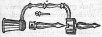 An illustration from La Méthode de traicter les playes faictes par hacquebutes et aultres bastons à feu et de celles qui sont faictes par flèches, dardz et semblables, aussy des combustions spécialement faictes par la pouldre à canon, composée par Ambroyse Paré,... (1545)