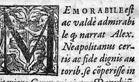 An illustration from Antonii Mizaldi [...] Memorabilium, sive Arcanorum omnis generis, per aphorismos digestorum, Centuriae IX, et Democritus Abderita de Rebus Naturalibus et Mysticis, Cum Synesii et Pelagii Commentariis (1572)