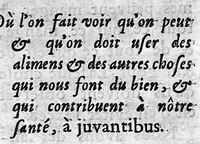 An illustration from Régime de santé pour se procurer une longue vie et une vieillesse heureuse, fondé sur la maxime de médecine ″a laedentibus et juvantibus″, avec la réponse à la critique par le sieur de La Cour (1690)