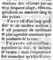 An illustration from Les règles de la santé, ou le véritable régime de vivre que l'on doit observer dans la santé et dans la maladie, et une table qui contient par alphabet les facultez et vertus de tous les alimens tirez des plantes et des animaux dont on use ordinairement, par A. P..... (1684)
