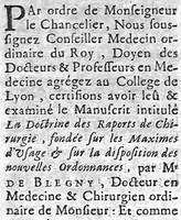 An illustration from La doctrine des raports de chirurgie fondée sur les maximes d'usage et sur la disposition des nouvelles ordonnances (1684)